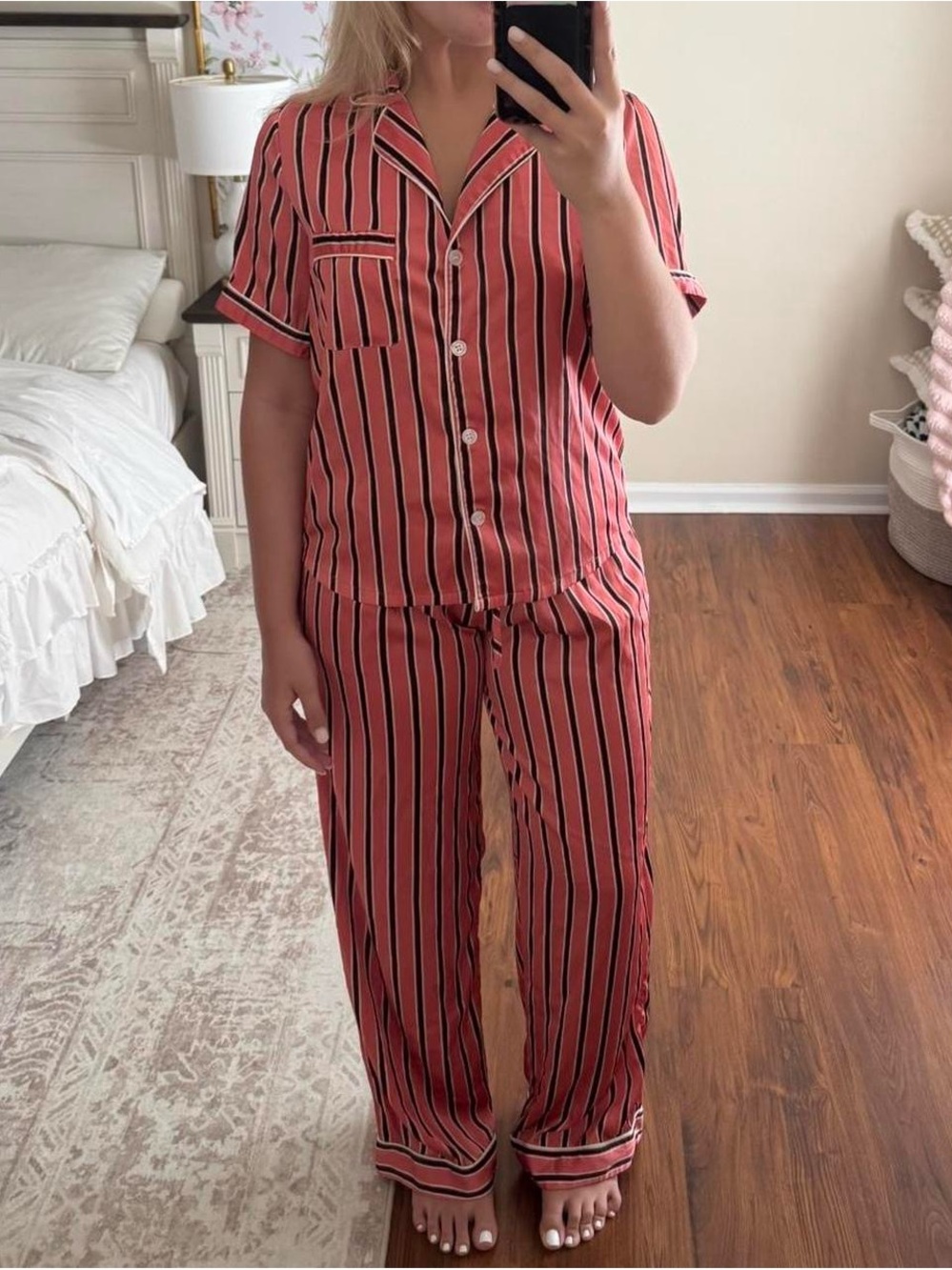 Forever 21 Pink and Black Striped Pajama Set